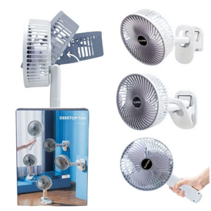 Rechargeable 3-in-1 Clip Fan | Handheld, Desktop & Wall Mounted Portable Fan with 3 Speed Modes