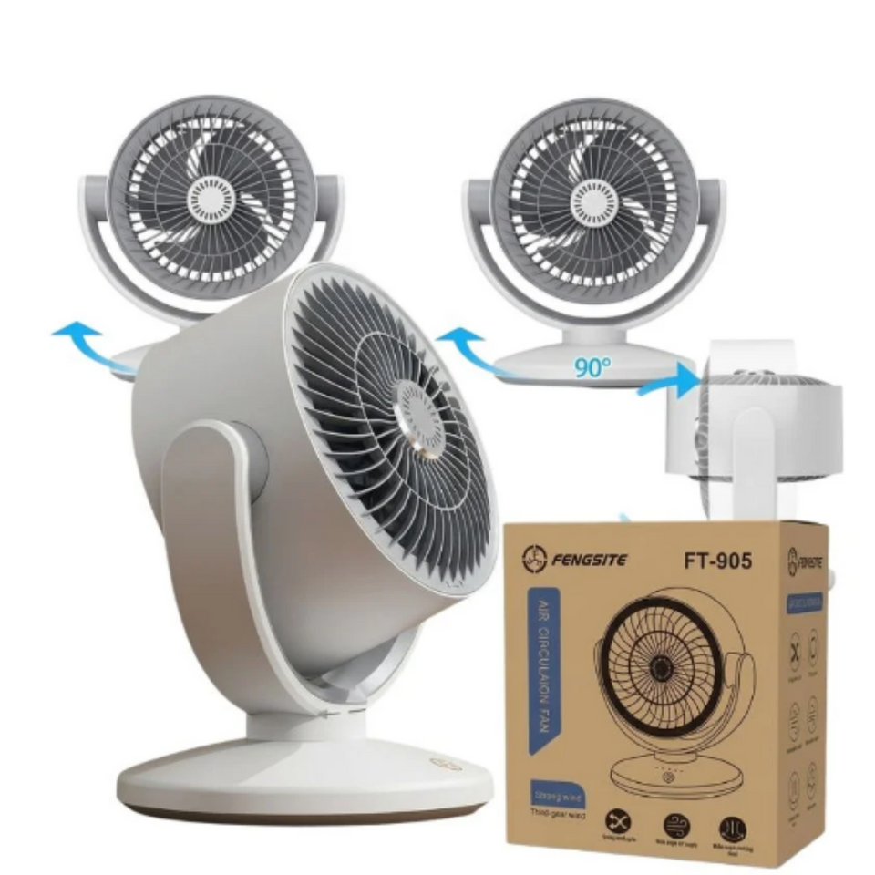 Oscillating Desktop Circulating Fan FT-905 | Rechargeable Mini Table Fan with LED Display & 3 Speeds
