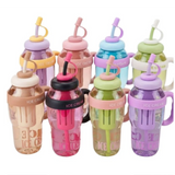 Ice Cream Water Bottle with Straw & Tea Infuser | 1400ml | | Large Capacity Gym & Summer Drink Bottle | Random color