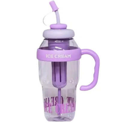Ice Cream Water Bottle with Straw & Tea Infuser | 1400ml | | Large Capacity Gym & Summer Drink Bottle | Random color
