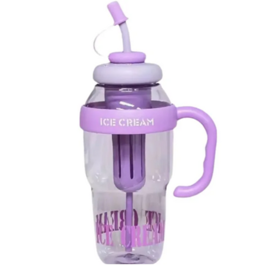 Ice Cream Water Bottle with Straw & Tea Infuser | 1400ml | | Large Capacity Gym & Summer Drink Bottle | Random color