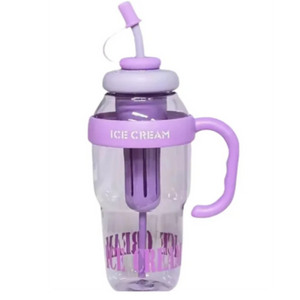 Ice Cream Water Bottle with Straw & Tea Infuser | 1400ml | | Large Capacity Gym & Summer Drink Bottle | Random color