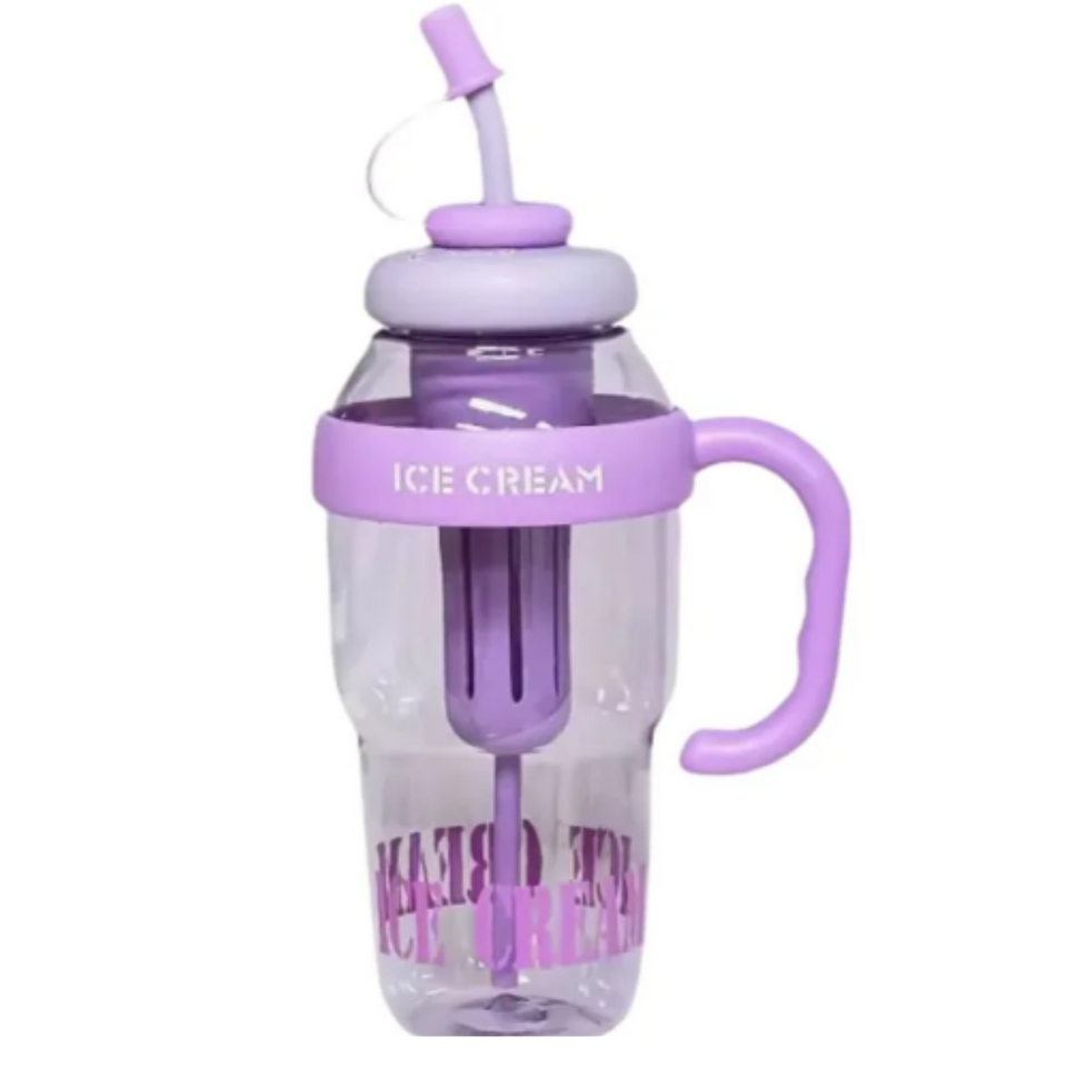 Ice Cream Water Bottle with Straw & Tea Infuser | 1400ml | | Large Capacity Gym & Summer Drink Bottle | Random color