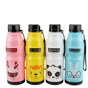 Kids Water Bottle 650ml | Cute Minions Panda Rabbit Design | Leak-Proof BPA Free | Random Color