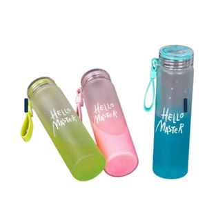 White Frosted Glass Water Bottle | Leak-Proof Insulated Bottle with Hello Master Decal Logo | 400ml