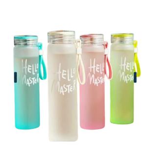 White Frosted Glass Water Bottle | Leak-Proof Insulated Bottle with Hello Master Decal Logo | 400ml