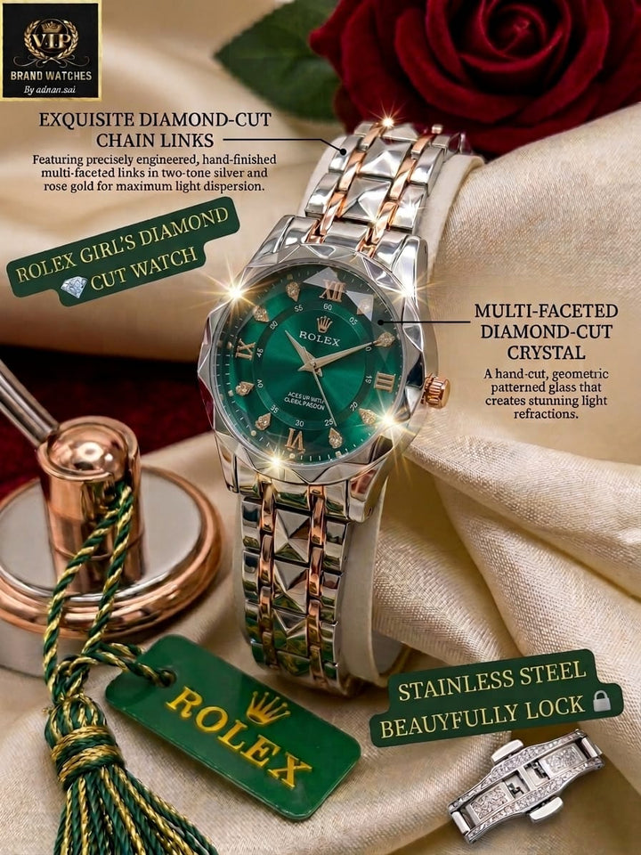 HI QUALITY ROLEX GIRLS DAIMOND CUT WATCHES⬅️  DAIMONDS CUT GLASS