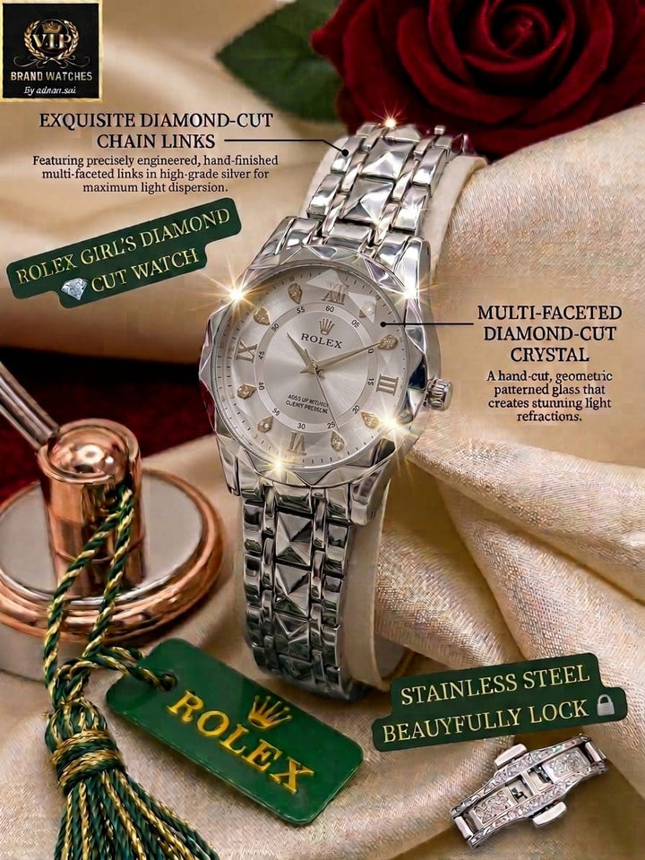 HI QUALITY ROLEX GIRLS DAIMOND CUT WATCHES⬅️  DAIMONDS CUT GLASS