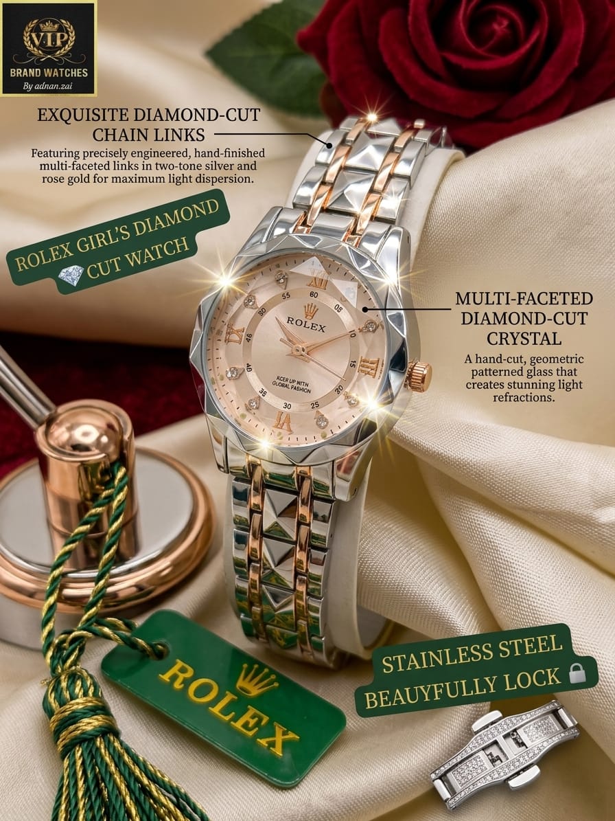 HI QUALITY ROLEX GIRLS DAIMOND CUT WATCHES⬅️  DAIMONDS CUT GLASS