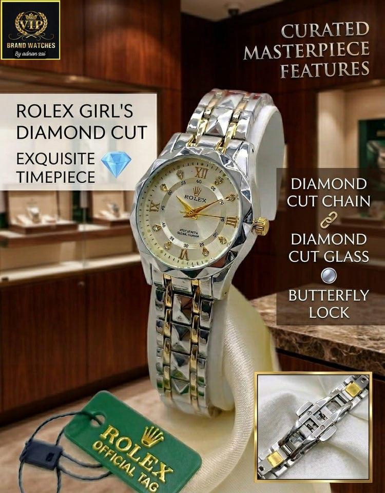 HI QUALITY ROLEX GIRLS DAIMOND CUT WATCHES⬅️  DAIMONDS CUT GLASS