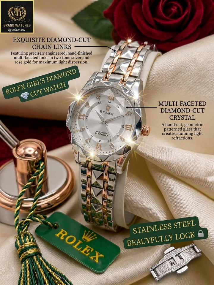 HI QUALITY ROLEX GIRLS DAIMOND CUT WATCHES⬅️  DAIMONDS CUT GLASS