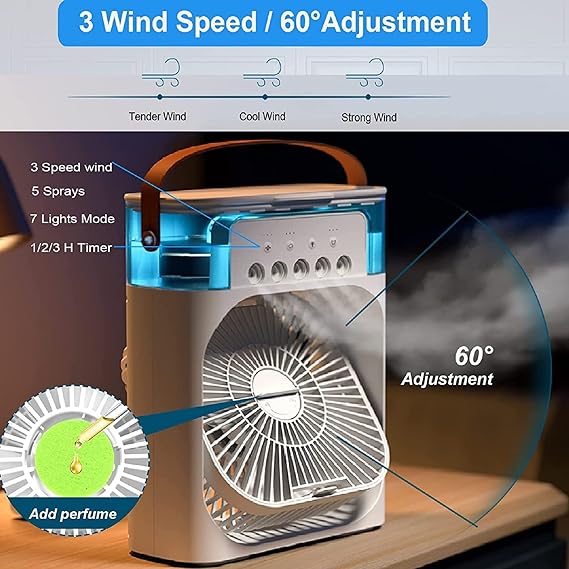Mini air cooling ❄️ fan multifunction usb new household portable air conditioner humidifier strong wind | protable fan | portable air❄️ cooler (random color)