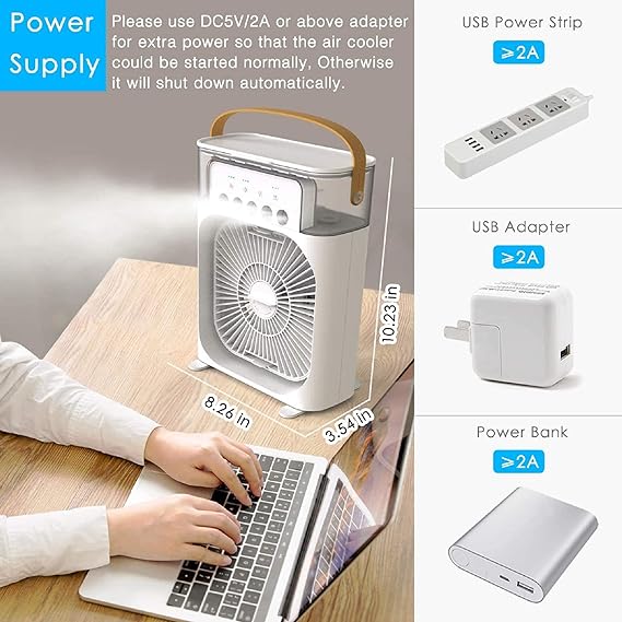 Mini air cooling ❄️ fan multifunction usb new household portable air conditioner humidifier strong wind | protable fan | portable air❄️ cooler (random color)