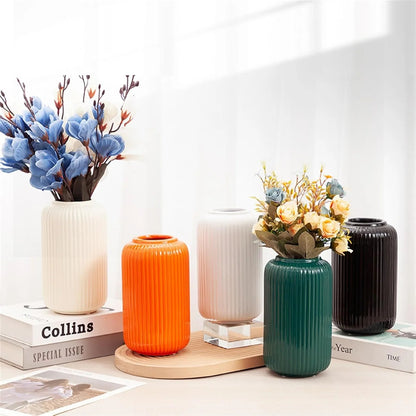 Minimalist Ribbed Ceramic Vase