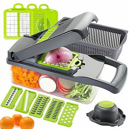 Brava Spring Vegetable Slicer Chopper | Manual Mandoline Cutter Grinder | Multi-Function Fruit & Vegetable Slicer
