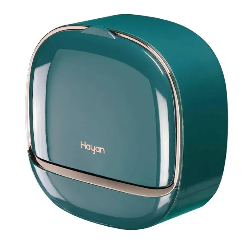 Dark Green | Self-Adhesive Wall-Mounted Luxury Soap Holder with Lid and Drainage Tray