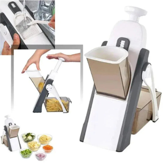 Brava Spring Vegetable Slicer Chopper | Manual Mandoline Cutter Grinder | Multi-Function Fruit & Vegetable Slicer