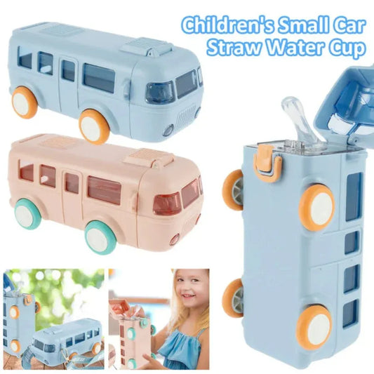Bus Shape School Water Bottle | 500ml | With Strap | Cute & Leak-Proof | Random Color