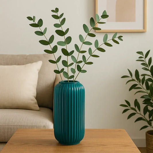 Minimalist Ribbed Ceramic Vase