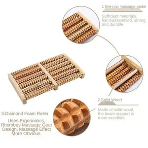 Wooden Foot Roller Massager | Manual Reflexology Therapy Tool for Pain Relief, Stress Relaxation & Foot Care